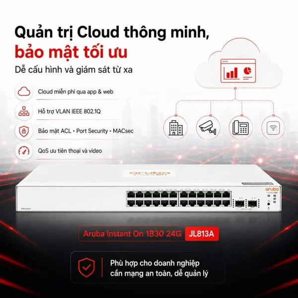 Thiết bị chuyển mạch Aruba Instant On 1830 24G – JL813A