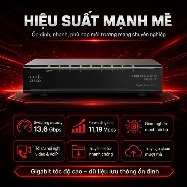 Switch chia mạng Cisco 8Port 10/100/1000Mbps SG200-08