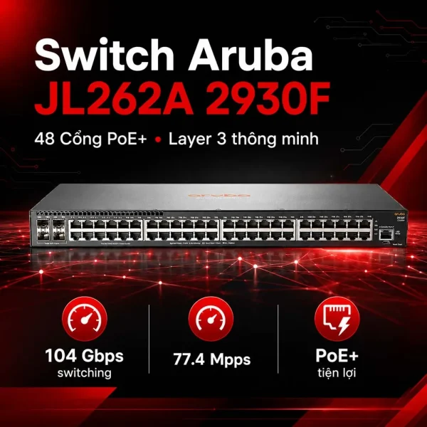 Switch Aruba JL262A 2930F 48 Cổng PoE+
