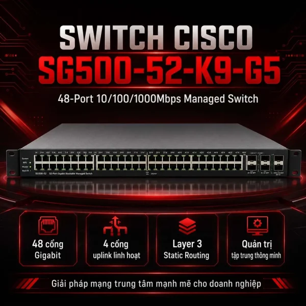 Switch Cisco SG500-52-K9-G5 48Port 10/100/1000Mbps