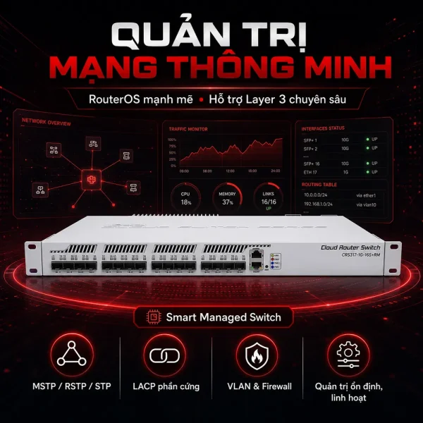 Switch chia mạng Mikrotik CRS317-1G-16S+RM