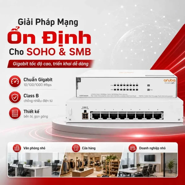 Thiết bị chuyển mạch Aruba Instant On 1430 8G – R8R46A