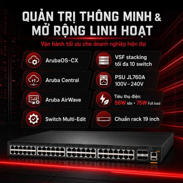 Switch Aruba JL762A 6300M 48 cổng 1Gbps Base-T , + 4 SFP56