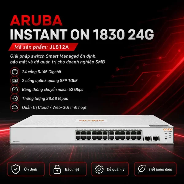 Thiết bị chuyển mạch Aruba Instant On 1830 24G – JL812A