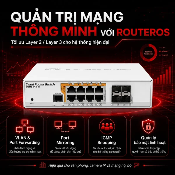 Switch chia mạng Mikrotik CRS112-8P-4S-IN