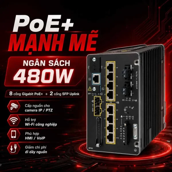 Switch chia mạng Cisco IE-3400-8P2S-E