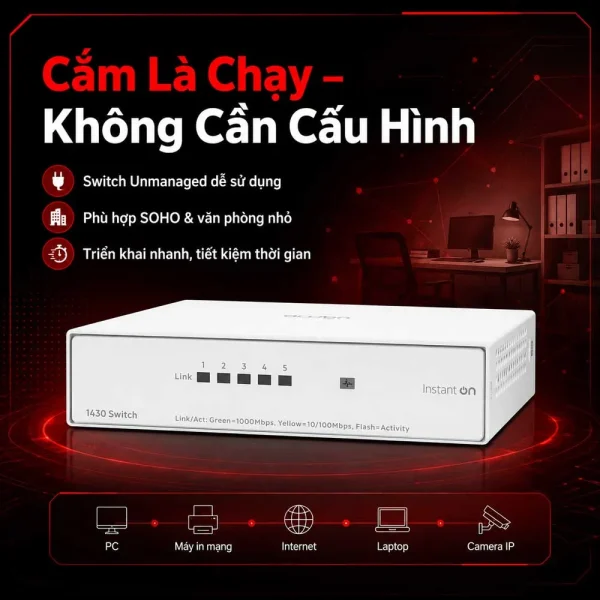 Thiết bị chuyển mạch Aruba Instant On 1430 5G – R8R44A