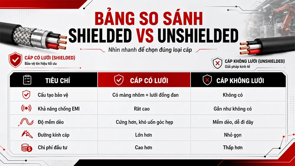 bảng so sánh cáp điều khiển