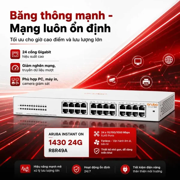 Thiết bị chuyển mạch Aruba R8R49A Instant On 1430 24G