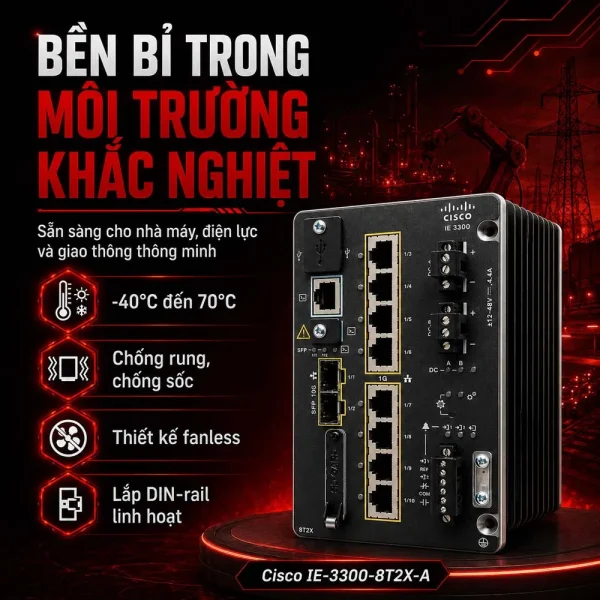 Switch công nghiệp Cisco IE-3300-8T2X-A
