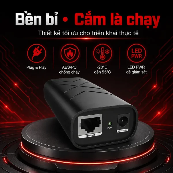 Bộ cấp PoE Gigabit UPCOM PI201-DC DC12-36V