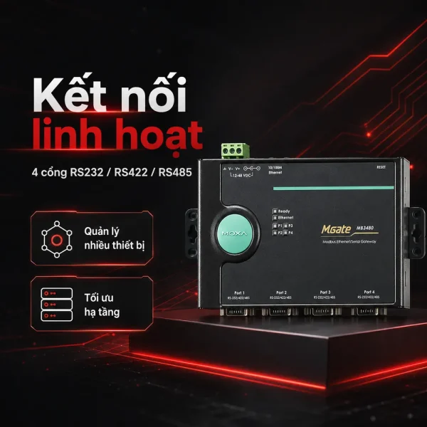 Bộ chuyển đổi Moxa MB3480 4xRS232/422/485 sang Ethernet
