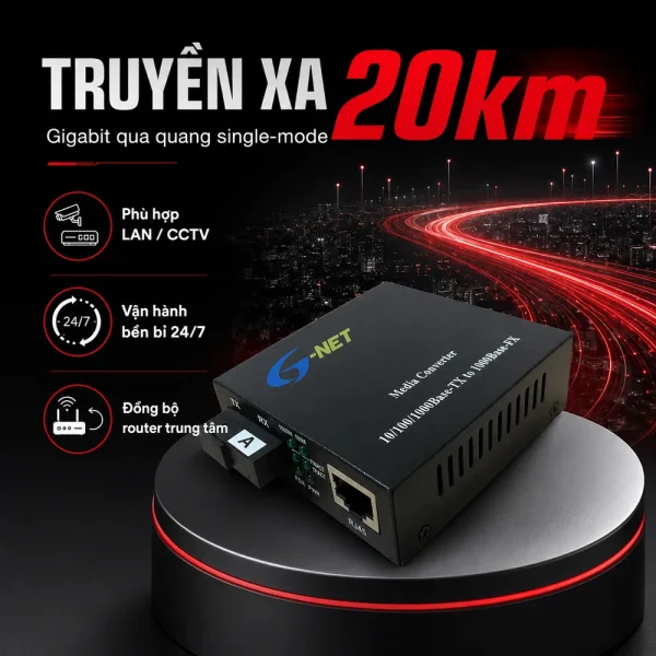 Bộ chuyển đổi quang điện 1 sợi G-Net HHD-210G-20A/B