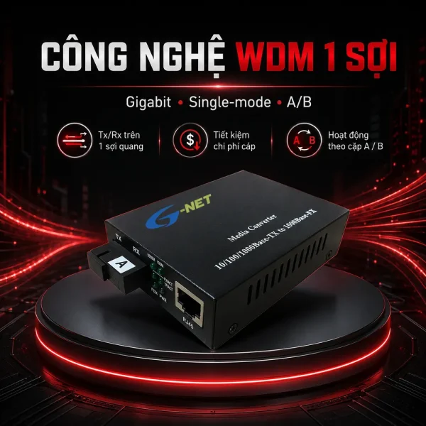 Bộ chuyển đổi quang điện 1 sợi G-Net HHD-210G-20A/B