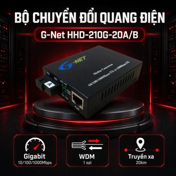 Bộ chuyển đổi quang điện 1 sợi G-Net HHD-210G-20A/B
