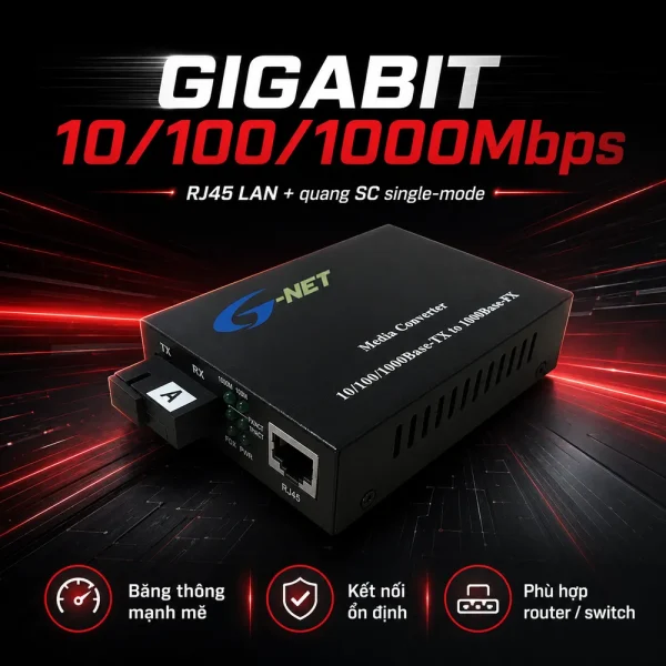 Bộ chuyển đổi quang điện 1 sợi G-Net HHD-210G-20A/B