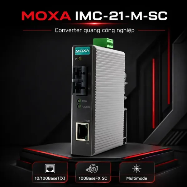 Bộ chuyển đổi quang điện công nghiệp Moxa IMC-21-M-SC
