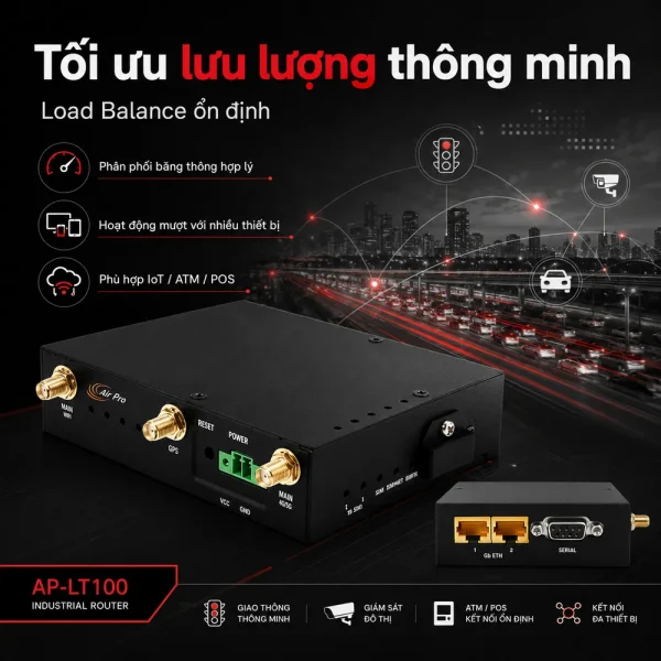 Bộ định tuyến AirPro AP-LT100 công nghiệp 4G LTE với 1WAN/1LAN Gigabit
