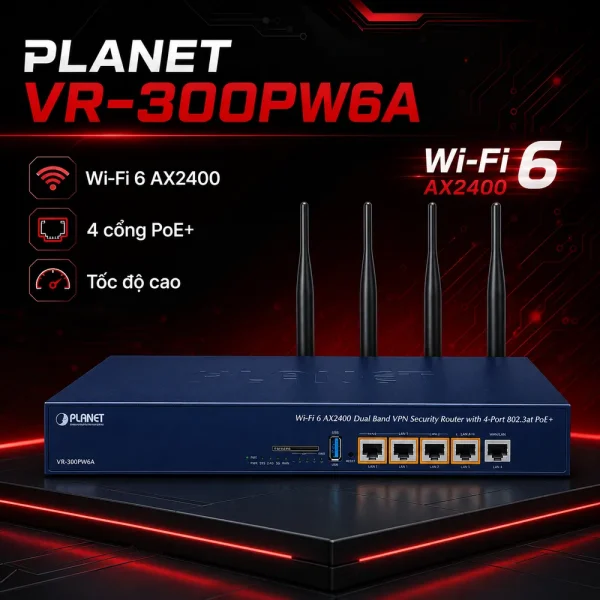 Bộ định tuyến PLANET VR-300PW6A Wifi 6 AX2400