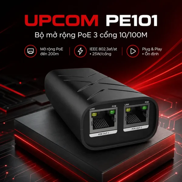 Bộ mở rộng PoE 3 cổng 10/100M UPCOM PE101
