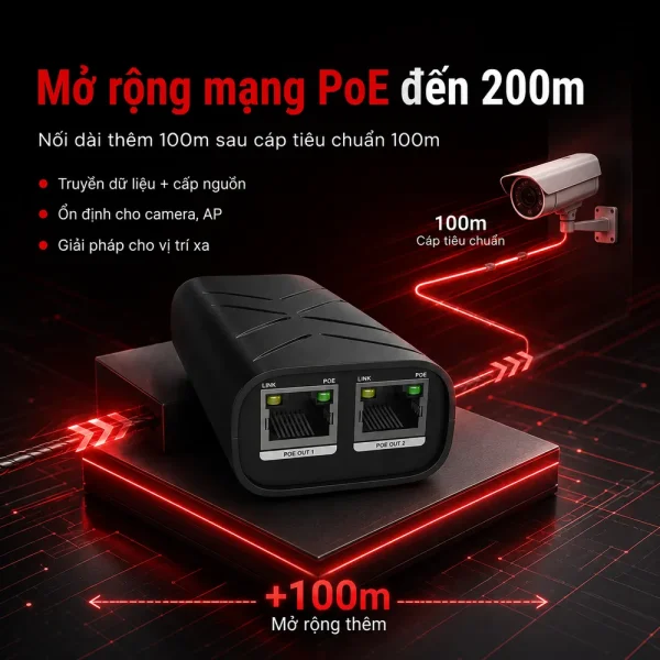 Bộ mở rộng PoE 3 cổng 10/100M UPCOM PE101