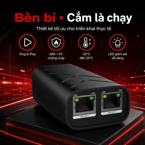 Bộ mở rộng PoE 3 cổng 10/100M UPCOM PE101