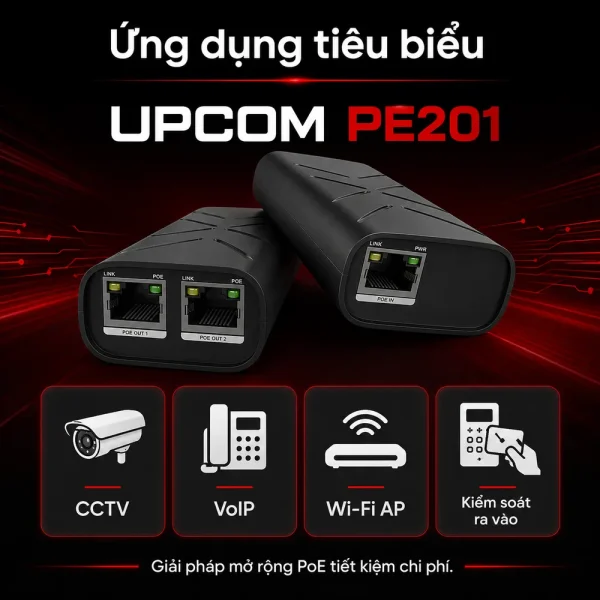 Bộ Mở Rộng PoE 3 Cổng Gigabit UPCOM PE201