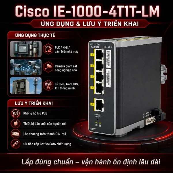 Switch Cisco IE-1000-4T1T-LM, 4 cổng FE, 1 cổng FE Uplink