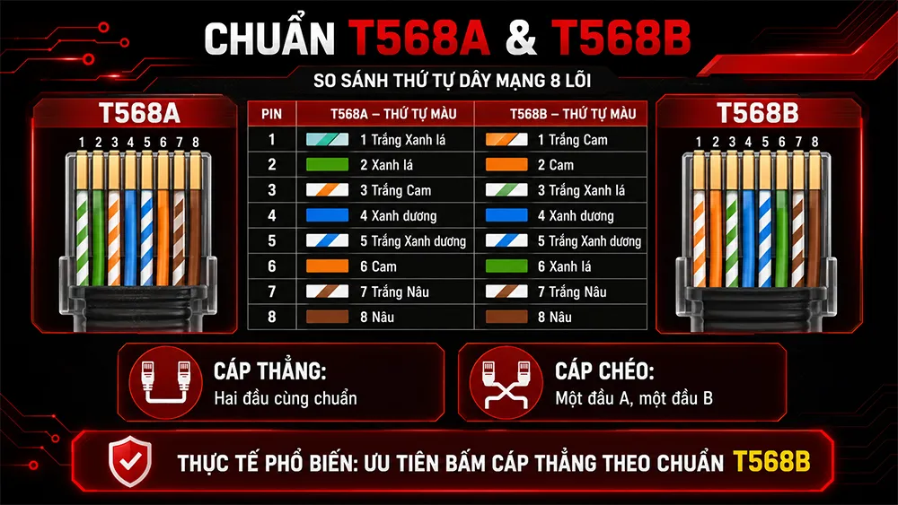 các chuẩn bấm dây mạng