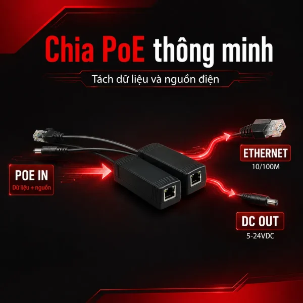 Cáp chia PoE 10/100M PD UPCOM mã PS101