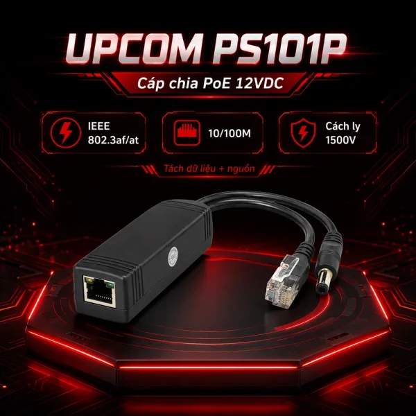 Cáp chia PoE 10/100M UPCOM PS101P – cách ly điện áp 1500V