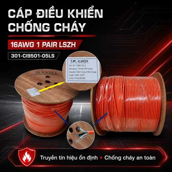 Cáp điều khiển Alantek 16AWG 1 Pair LSZH – 301-CI9501-05LS