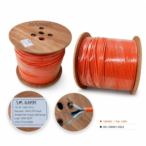 Cáp điều khiển Alantek 16AWG 1 Pair LSZH – 301-CI9501-05LS