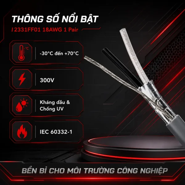 Cáp điều khiển Belden 18AWG 1Pair I2331FF01