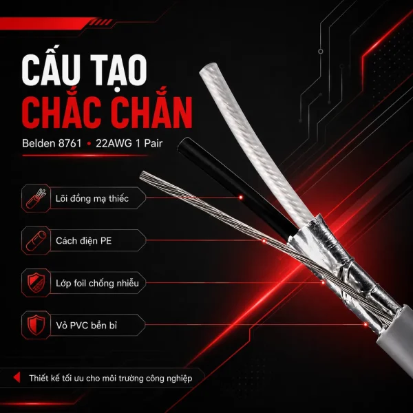 Cáp điều khiển Belden 22AWG 1 pair 8761