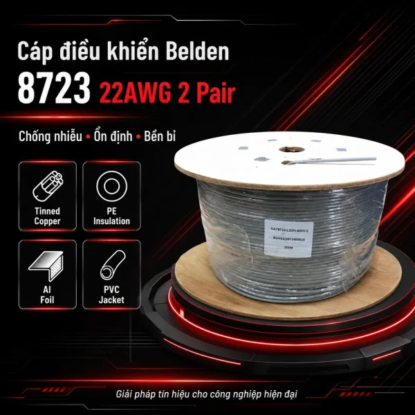 Cáp điều khiển Belden 22AWG 2 pair 8723