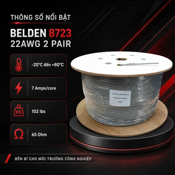 Cáp điều khiển Belden 22AWG 2 pair 8723