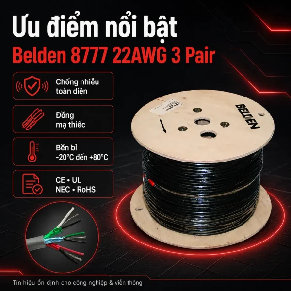 Cáp điều khiển Belden 22AWG 3 pair 8777