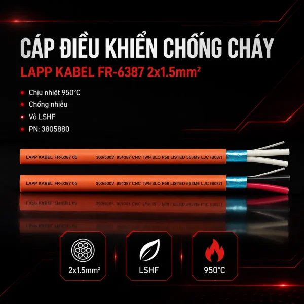 Cáp điều khiển chống cháy Lapp Kabel FR-6387 2×1.5MM2 | 3805880
