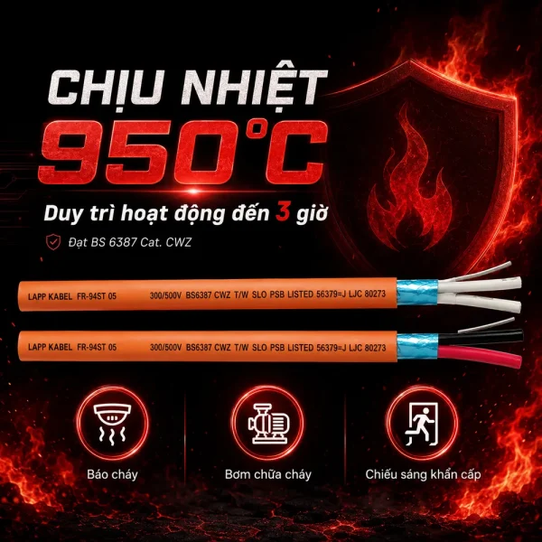 Cáp điều khiển chống cháy Lapp Kabel FR-6387 2×1.5MM2 | 3805880