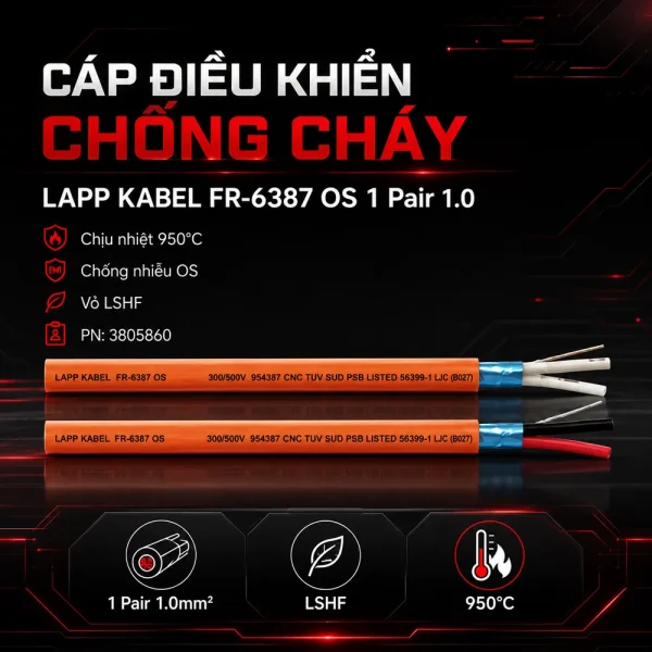 Cáp điều khiển chống cháy Lapp Kabel FR-6387 OS 1 Pair 1.0 | 3805860