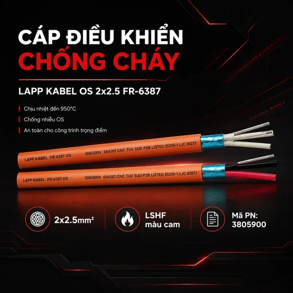 Cáp điều khiển chống cháy Lapp Kabel OS 2×2.5 FR-6387 | 3805900