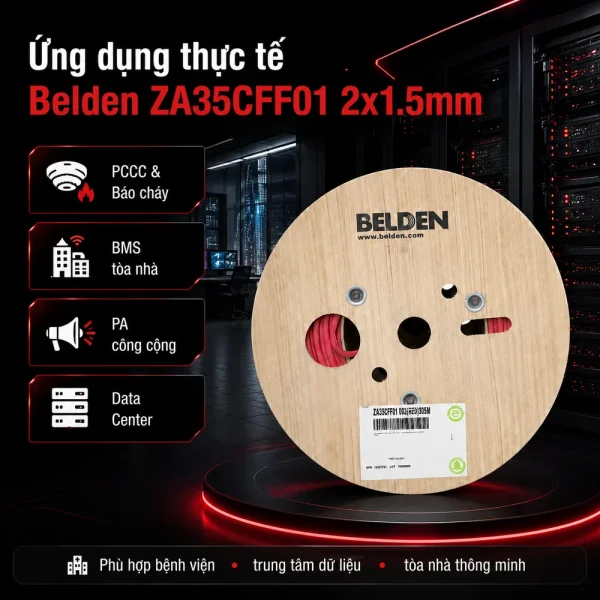 Cáp tín hiệu chống cháy chống nhiễu Belden ZA35CFF01 2 x 1.5mm