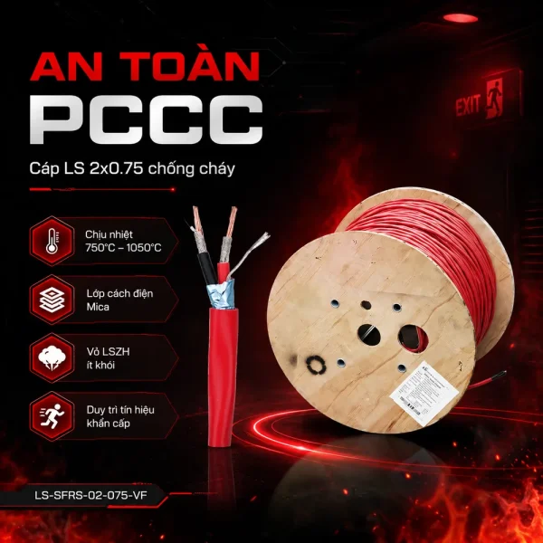 Cáp tín hiệu chống cháy, chống nhiễu LS 2X0.75 LS-SFRS-02-075-VF