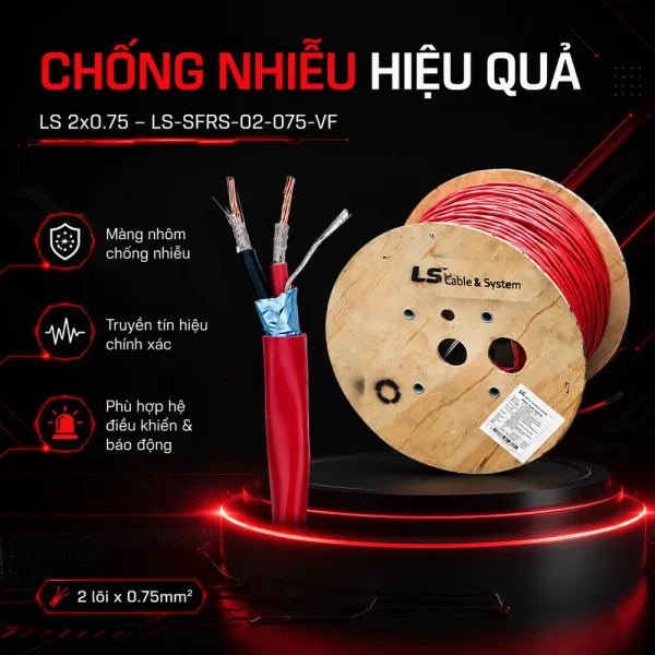 Cáp tín hiệu chống cháy, chống nhiễu LS 2X0.75 LS-SFRS-02-075-VF