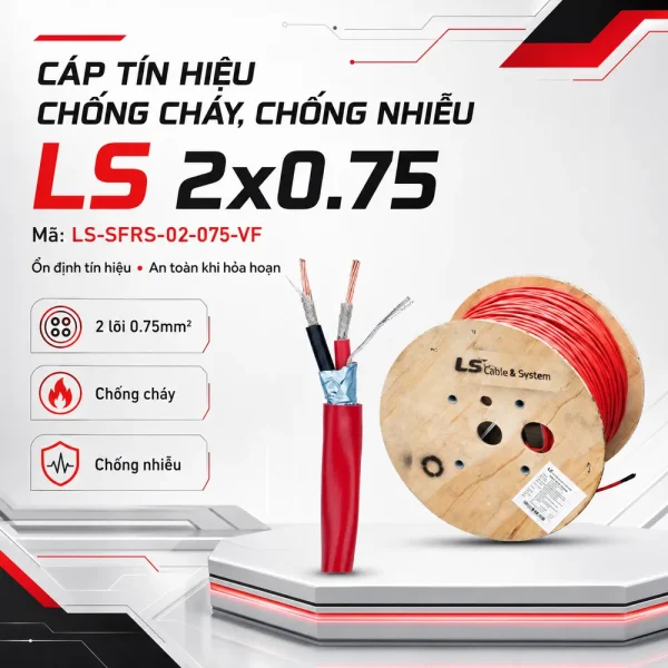 Cáp tín hiệu chống cháy, chống nhiễu LS 2X0.75 LS-SFRS-02-075-VF