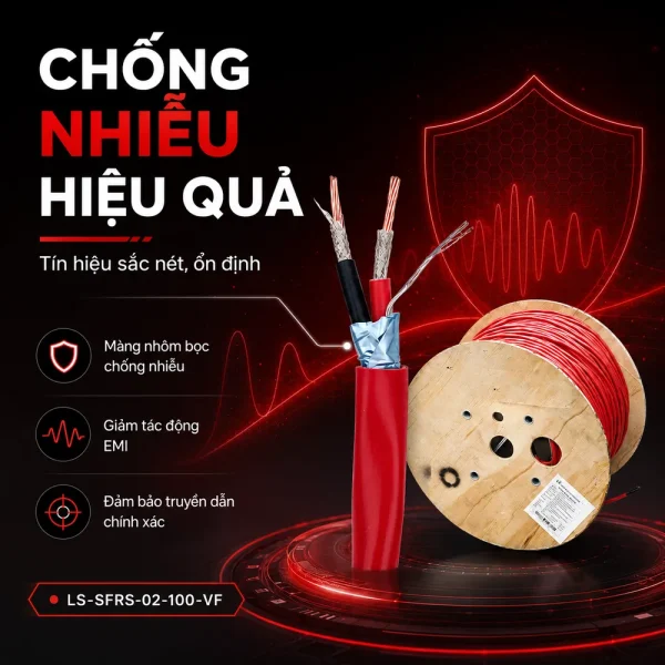 Cáp tín hiệu chống cháy, chống nhiễu LS 2×1.0 LS-SFRS-02-100-VF