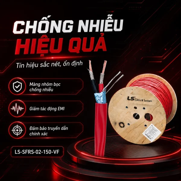 Cáp tín hiệu chống cháy, chống nhiễu LS 2×1.5 LS-SFRS-02-150-VF