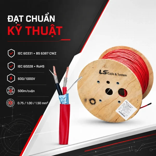 Cáp tín hiệu chống cháy, chống nhiễu LS-Sahako 2 lõi