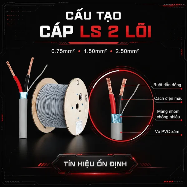 Cáp tín hiệu điều khiển chống nhiễu LS 2 lõi